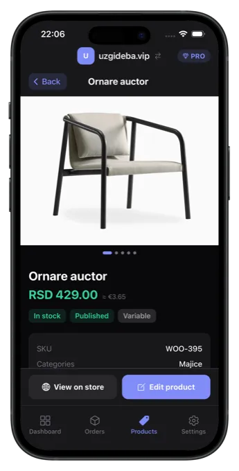 Product Detail screen
